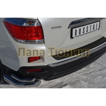 Защита задняя двойные уголки d76-d42 РусСталь для Toyota Highlander 2010-2014