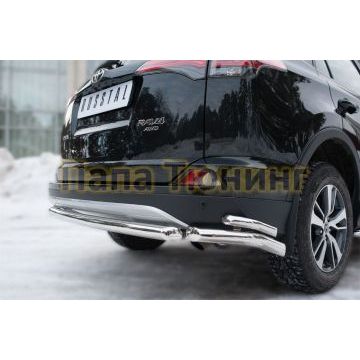 Защита задняя двойные уголки d57-d42 РусСталь для Toyota RAV4 2015-2019