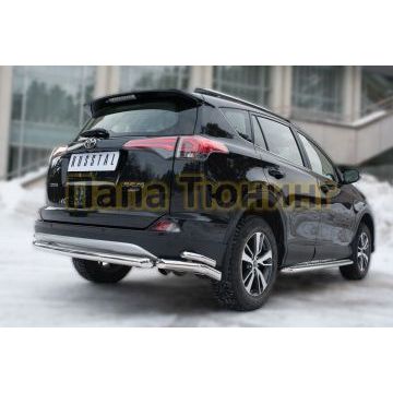 Защита задняя двойные уголки d57-d42 РусСталь для Toyota RAV4 2015-2019