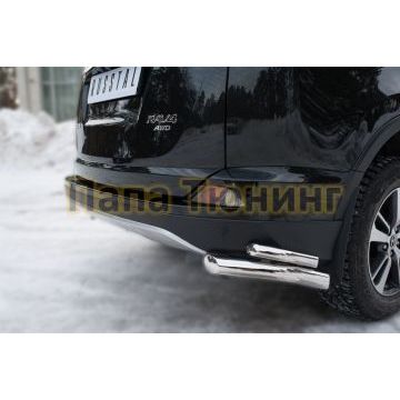Защита задняя двойные уголки d57-d42 РусСталь для Toyota RAV4 2015-2019