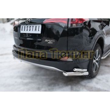Защита задняя двойные уголки d57-d42 РусСталь для Toyota RAV4 2015-2019