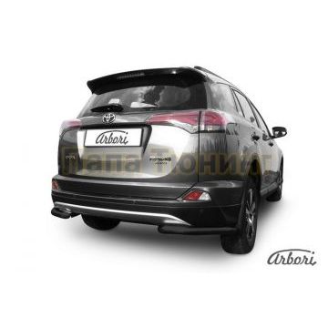 Защита задняя уголки чёрная сталь 57 мм Slitkoff для Toyota RAV4 2015-2019 Защита задняя уголки чёрная сталь 57 мм Slitkoff для Toyota RAV4 2015-2019