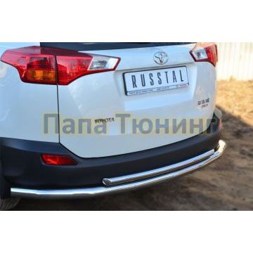 Защита заднего бампера двойная d57-d42 РусСталь для Toyota RAV4 2013-2015