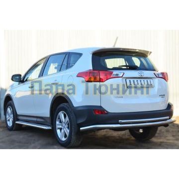 Защита заднего бампера двойная d57-d42 РусСталь для Toyota RAV4 2013-2015