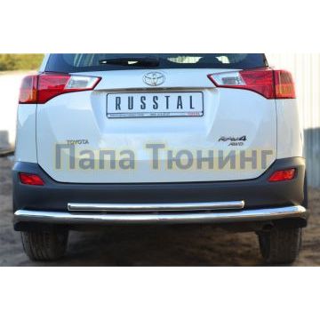 Защита заднего бампера двойная d57-d42 РусСталь для Toyota RAV4 2013-2015