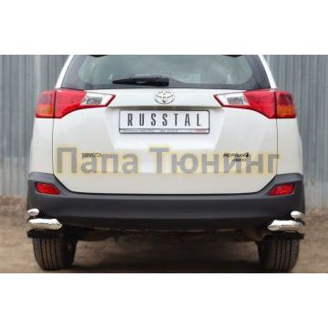 Защита задняя двойные уголки d57-d42 РусСталь для Toyota RAV4 2013-2015