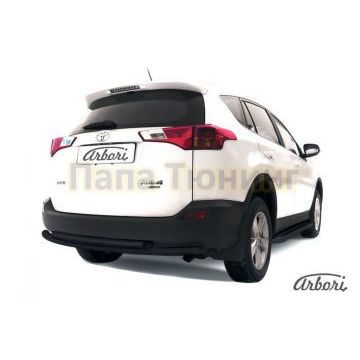 Защита заднего бампера чёрная сталь двойная радиусная 57-57 мм Slitkoff для Toyota RAV4 2013-2015 Защита заднего бампера чёрная сталь двойная радиусная 57-57 мм Slitkoff для Toyota RAV4 2013-2015