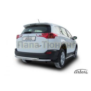 Защита заднего бампера двойная радиусная 57-57 мм Slitkoff для Toyota RAV4 2013-2015 Защита заднего бампера двойная радиусная 57-57 мм Slitkoff для Toyota RAV4 2013-2015