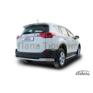 Защита заднего бампера двойная 57-42 мм Slitkoff для Toyota RAV4 2013-2015 Защита заднего бампера двойная 57-42 мм Slitkoff для Toyota RAV4 2013-2015