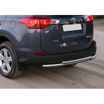 Защита заднего бампера двойная 57-57 мм Rival для Toyota RAV4 2013-2015