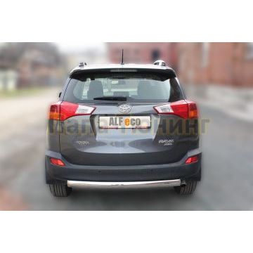 Защита заднего бампера овальная 75х42 мм ALFeco для Toyota RAV4 2013-2015