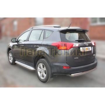 Защита заднего бампера овальная 75х42 мм ALFeco для Toyota RAV4 2013-2015