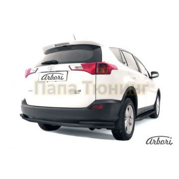 Защита заднего бампера чёрная сталь двойная 57-42 мм Slitkoff для Toyota RAV4 2013-2015 Защита заднего бампера чёрная сталь двойная 57-42 мм Slitkoff для Toyota RAV4 2013-2015