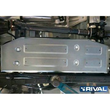 Защита топливного бака алюминий 4 мм Rival для Toyota Hilux, V - 2.4d; 2.8d; полный привод 2015-2020/Toyota Hilux, V - 2.8d; полный привод 2020-