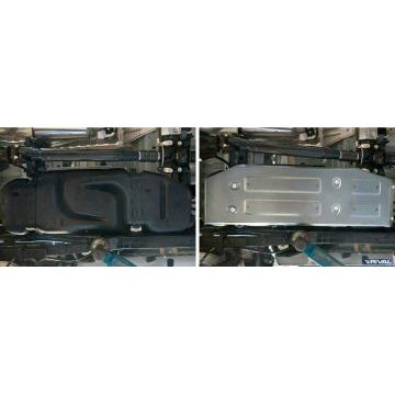 Защита топливного бака алюминий 4 мм Rival для Toyota Hilux, V - 2.4d; 2.8d; полный привод 2015-2020/Toyota Hilux, V - 2.8d; полный привод 2020-