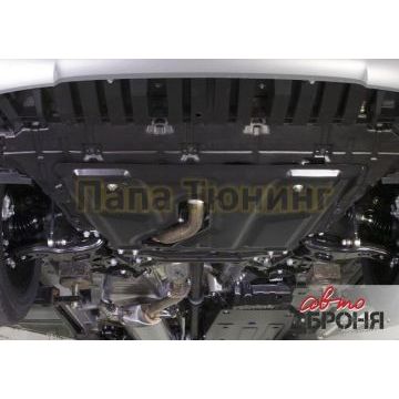Защита картера + КПП сталь АвтоБроня для Toyota Rav4, V - 2.4; АКПП; с вырезом под глушитель 2010-2013/Toyota Rav4, V - 2.5; АКПП; с вырезом под глушитель 2013-2015/Toyota Rav4, V - 2.5; АКПП; с вырезом под глушитель 2015-2019/Toyota Rav4, V - 2.0; 2.4; с вырезом под глушитель 2006-2010