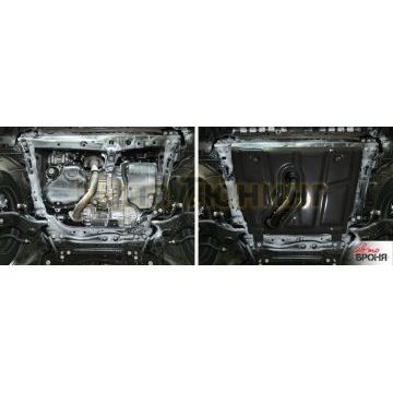 Защита картера + КПП сталь АвтоБроня для Toyota Rav4, V - 2.4; АКПП; с вырезом под глушитель 2010-2013/Toyota Rav4, V - 2.5; АКПП; с вырезом под глушитель 2013-2015/Toyota Rav4, V - 2.5; АКПП; с вырезом под глушитель 2015-2019/Toyota Rav4, V - 2.0; 2.4; с вырезом под глушитель 2006-2010