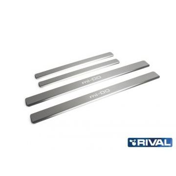 Накладки порогов Rival с надписью 4 штуки для Datsun mi-DO 2015-