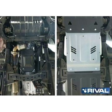 Защита КПП Rival алюминий 4 мм для Mitsubishi Pajero Sport, V - 3.0; 2.4d; выводим 2016-