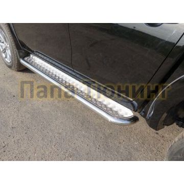 Пороги с площадкой алюминиевый лист 60 мм ТСС для Fiat Fullback 2016- Пороги с площадкой алюминиевый лист 60 мм ТСС для Fiat Fullback 2016-