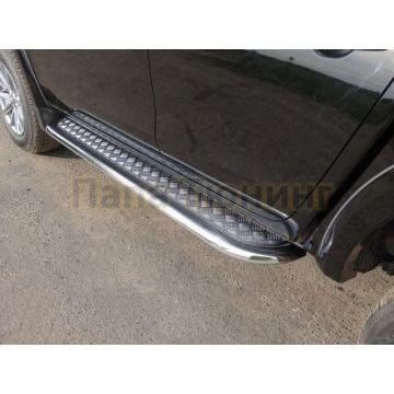 Пороги с площадкой алюминиевый лист 75х42 мм ТСС для Fiat Fullback 2016- Пороги с площадкой алюминиевый лист 75х42 мм ТСС для Fiat Fullback 2016-