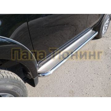 Пороги с площадкой нержавеющий лист 60 мм ТСС для Fiat Fullback 2016- Пороги с площадкой нержавеющий лист 60 мм ТСС для Fiat Fullback 2016-