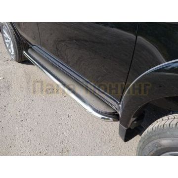 Пороги с площадкой нержавеющий лист 75х42 мм ТСС для Fiat Fullback 2016- Пороги с площадкой нержавеющий лист 75х42 мм ТСС для Fiat Fullback 2016-