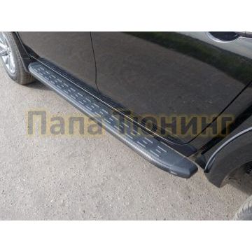 Пороги алюминиевые ТСС с накладкой чёрные для Fiat Fullback 2016- Пороги алюминиевые ТСС с накладкой чёрные для Fiat Fullback 2016-