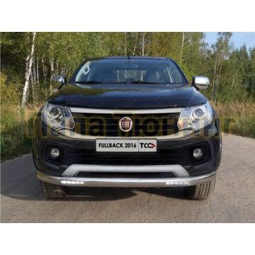 Защита передняя овальная с ДХО 75х42 мм ТСС для Fiat Fullback 2016- Защита передняя овальная с ДХО 75х42 мм ТСС для Fiat Fullback 2016-