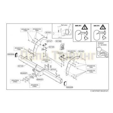 Фаркоп Brink шар F на авто с бампером труба для Ford Ranger 2012-2015
