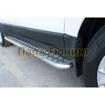 Пороги с площадкой алюминиевый лист d42 РусСталь для Ford EcoSport 2014-