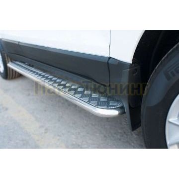 Пороги с площадкой алюминиевый лист 42 мм вариант 2 РусСталь для Ford EcoSport 2014-