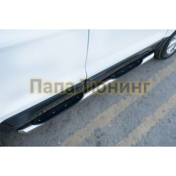 Пороги труба с накладками d76 вариант 1 РусСталь для Ford EcoSport 2014-