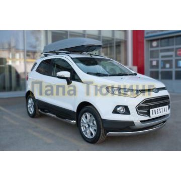 Пороги труба с накладками d76 вариант 1 РусСталь для Ford EcoSport 2014-