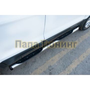 Пороги труба с накладками d76 вариант 2 РусСталь для Ford EcoSport 2014-
