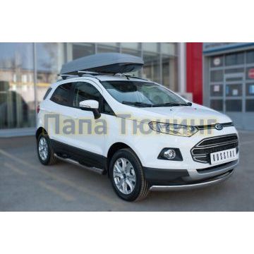 Пороги труба с накладками d76 вариант 2 РусСталь для Ford EcoSport 2014-
