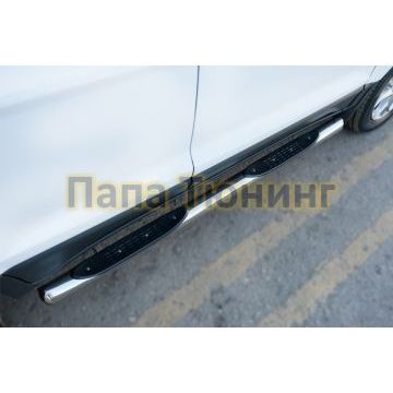 Пороги труба с накладками d76 вариант 3 РусСталь для Ford EcoSport 2014-