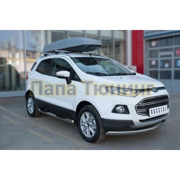 Пороги труба с накладками d76 вариант 3 РусСталь для Ford EcoSport 2014-