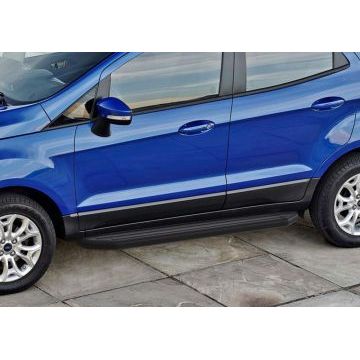 Пороги алюминиевые Rival Black-Premium для Ford Ecosport 2014-