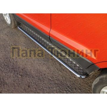 Пороги с площадкой алюминиевый лист 42 мм ТСС для Ford Ecosport 2014-2018