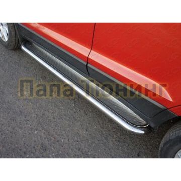 Пороги с площадкой нержавеющий лист 60 мм ТСС для Ford Ecosport 2014-2018