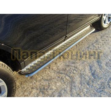 Пороги с площадкой алюминиевый лист 42 мм ТСС для Ford Edge 2013-2015 Пороги с площадкой алюминиевый лист 42 мм ТСС для Ford Edge 2013-2015