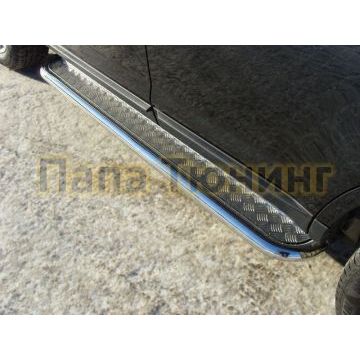 Пороги с площадкой алюминиевый лист 60 мм ТСС для Ford Edge 2013-2015 Пороги с площадкой алюминиевый лист 60 мм ТСС для Ford Edge 2013-2015