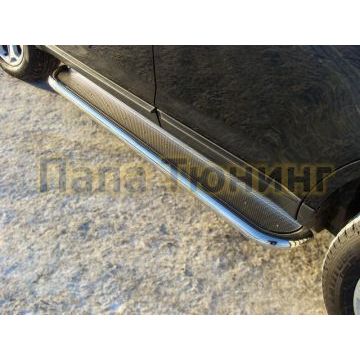 Пороги с площадкой нержавеющий лист 60 мм ТСС для Ford Edge 2013-2015 Пороги с площадкой нержавеющий лист 60 мм ТСС для Ford Edge 2013-2015