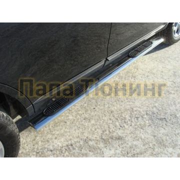 Пороги труба овальная с накладками 120-60 мм ТСС для Ford Edge 2013-2015 Пороги труба овальная с накладками 120-60 мм ТСС для Ford Edge 2013-2015