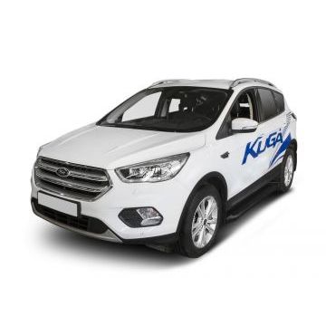 Пороги алюминиевые Rival Black New для Ford Kuga 2013-