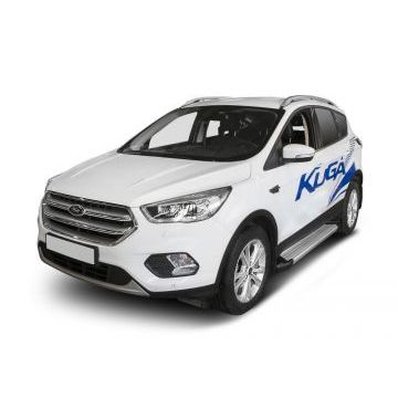 Пороги алюминиевые Rival Silver New для Ford Kuga 2013-