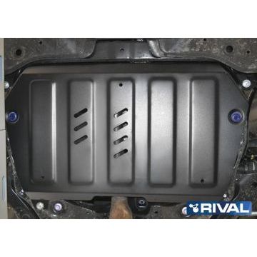 Защита картера + КПП Rival для Toyota Camry (XV70), V - 2.0; 2.5; 3.5; Увеличенная;  2018-