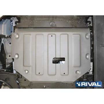Защита картера + КПП алюминий 4 мм RIVAL для Ford Tourneo Custom, V - 2.2d; передний привод 2012-2018/Ford Tourneo Custom, V - 2.2d; передний привод 2017-/Ford Transit, V - 2.2d; полный/передний/задний привод 2014-