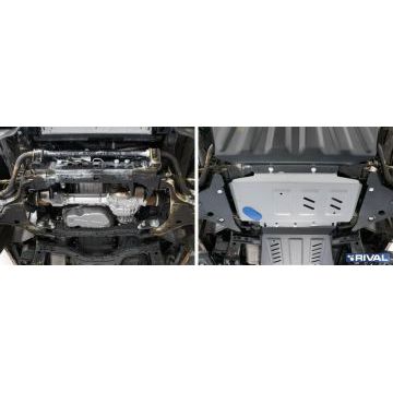 Защита картера алюминий 4 мм RIVAL для Mercedes-Benz X-Class, V - 2.3TD; 3.0D; полный привод 2018-/Nissan Navara, V - 2.5d; 3.0d 2005-2015 /Nissan Pathfinder, V - 2.5d; 3.0d; 4.0 2005-2015